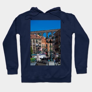 Spain. Segovia. Roman aqueduct over the town. Hoodie